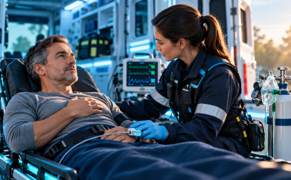 Évaluation préhospitalière d’un patient présentant une douleur thoracique avec mesure de la saturation