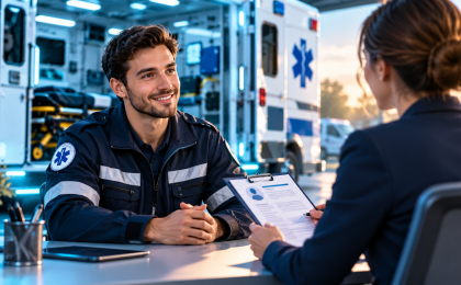 Entretien de recrutement d’un ambulancier diplômé d’État dans une entreprise de transport sanitaire